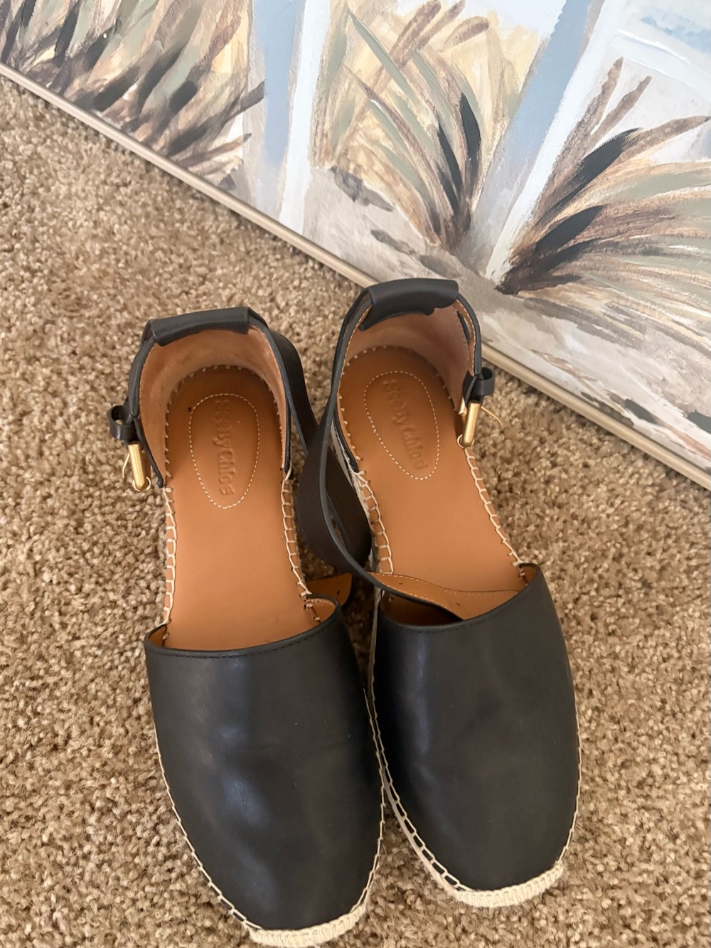 See By Chloe Black Espadrille Platform Sandals